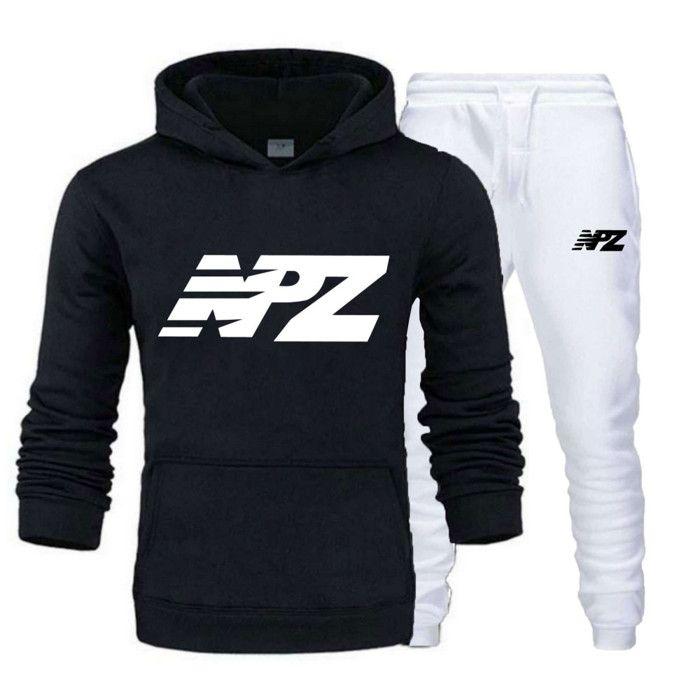 NPZ Men's Black and White Jogging Pants - - Black