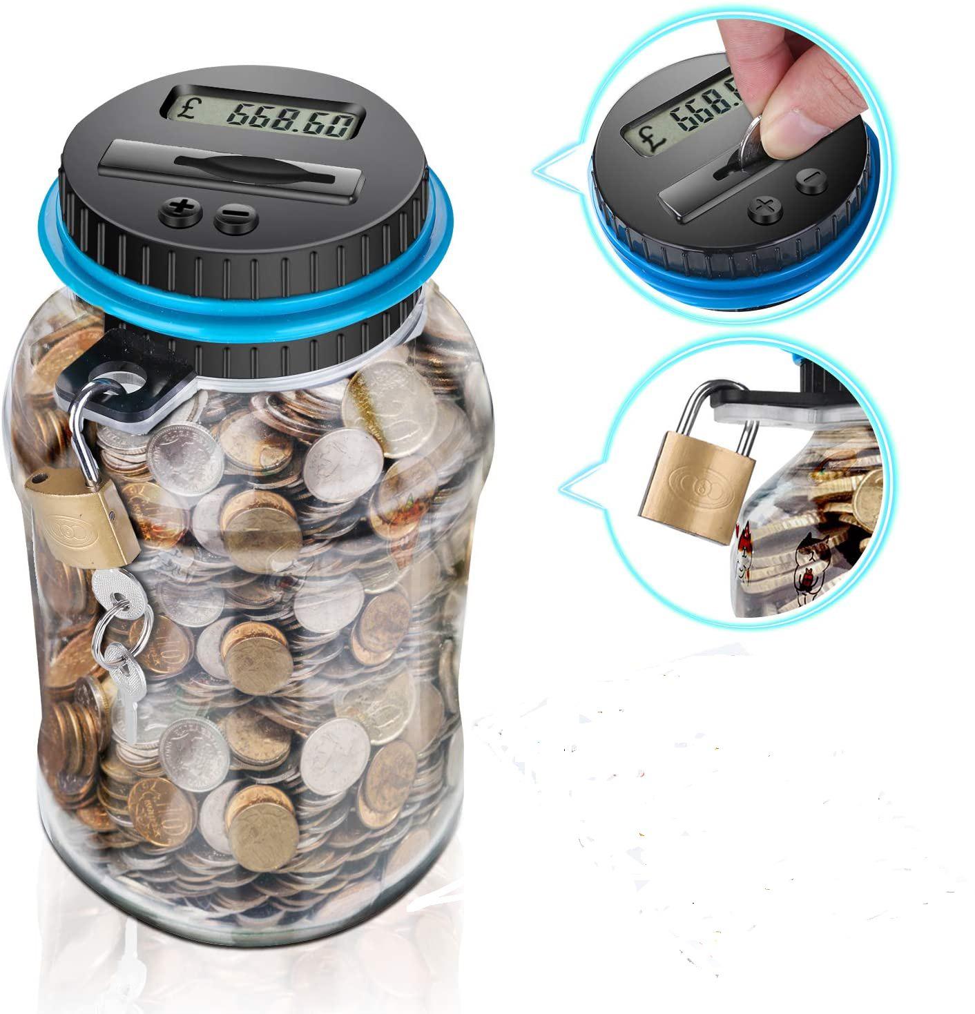 

Digital Piggy Bank with Lock and Counter Display