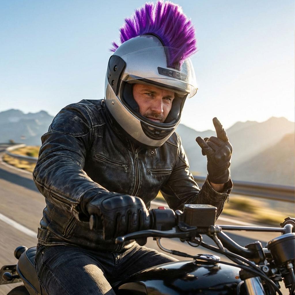 Motorcycle Helmet Decorative Wig, European And American , Suitable For Both Men And Women Riders, Mohawk/cockscomb , Funny Prop And Headwear For Event