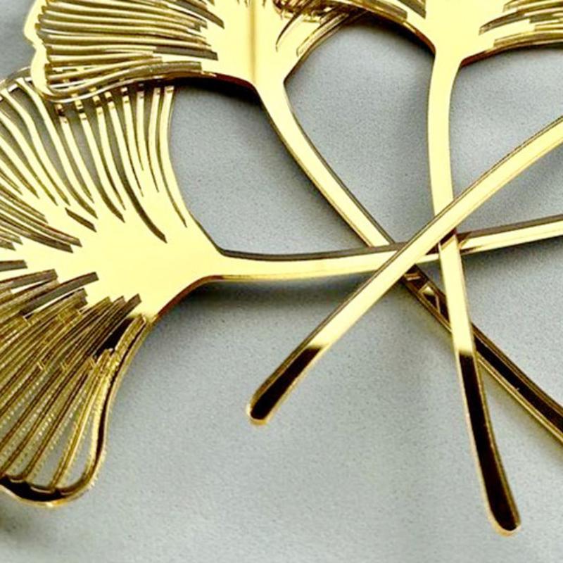 1 Stück Goldfarbenes Ginkgoblattförmiges Kuchen Geburtstagsdekorations-Plugin Partyzubehör