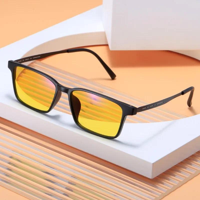 Ultralight TR90 Sports Sunglasses Unisex Blue Light Blocking Night Vision Glasses Vintage Square Sun Goggles