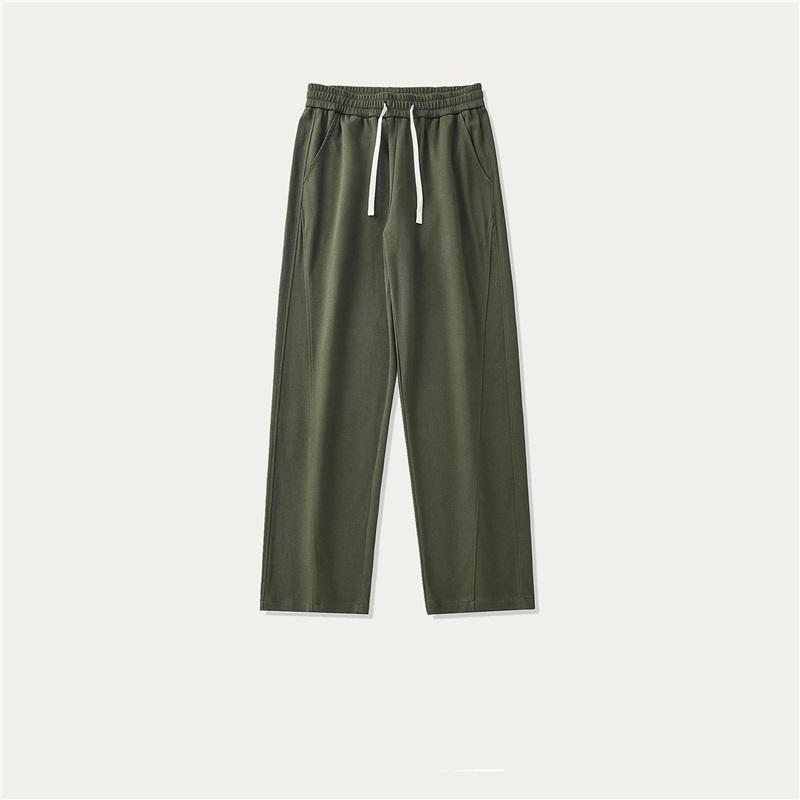 Letnie Nowy Styl Męskie Spodnie Bawełna Twill Szerokie Nogawki Drapowane Codzienne Przeszycia Jednolity Kolor Luźne Proste Codzienne Spodnie