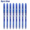 8 Pcs 0.5mm Erasable Pen Refill Set 8 Color Ink Gel Pen Rod Washable Handle School&Office Writing Stationery Gel Ink Pen