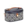 Tory Burch T Monogram Canvas Adjustable Detachable Shoulder Strap Button Closure Fabric Tote Bag Women Handbags Navy-Blue 165010-405