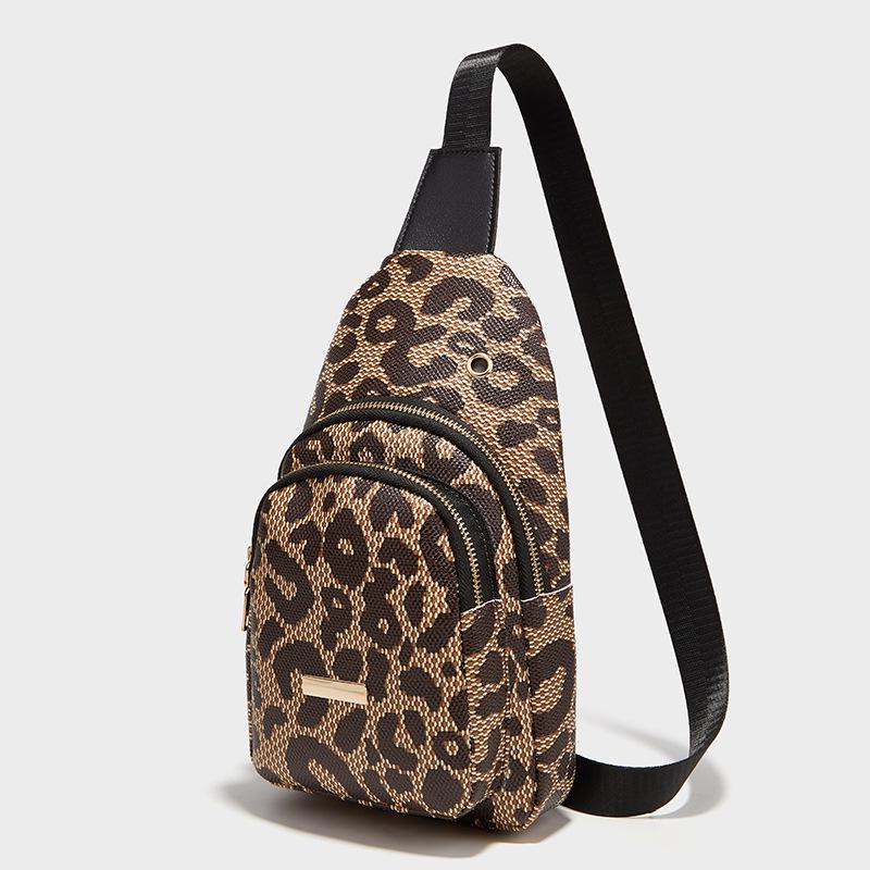 Women's Leopard Print Chest & Waist Bag - European & American Fashion, Large Capacity, Single Shoulder, Crossbody, Commuting & Phone Storage Bag