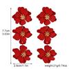 Pinkdudu Flowers BOHO Stud Earrings Exaggerated Iron Baked Paint Colorful Dangle Earrings for Women PD2234