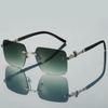 Rimless Square Sunglasses New Fashion Vintage Style Gradient Multi-color Sun Glasses Trendy Stylish Brand Design Shades
