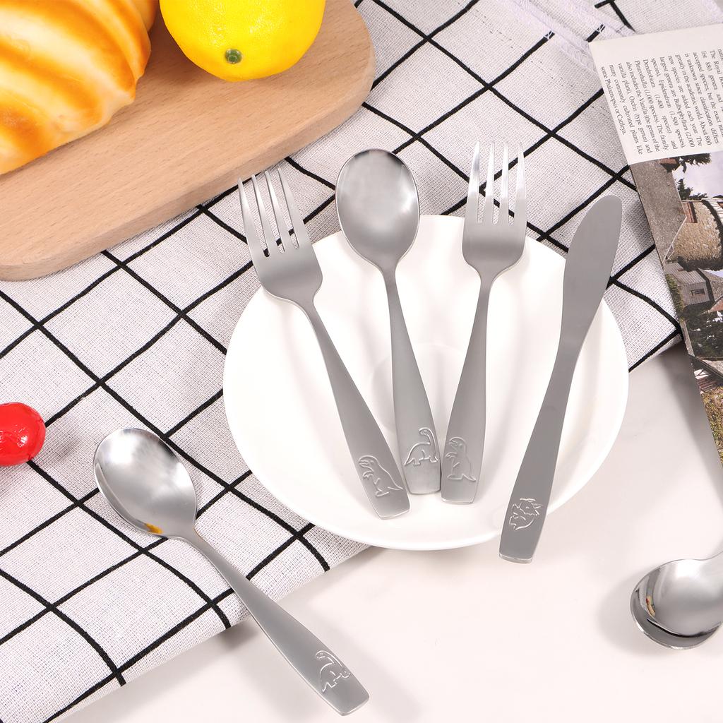 Kids Silverware Tableware Set Food Training Spoon Dessert Spoon for Children Feeding Spoon Fork Gadgets Children's Cutlery