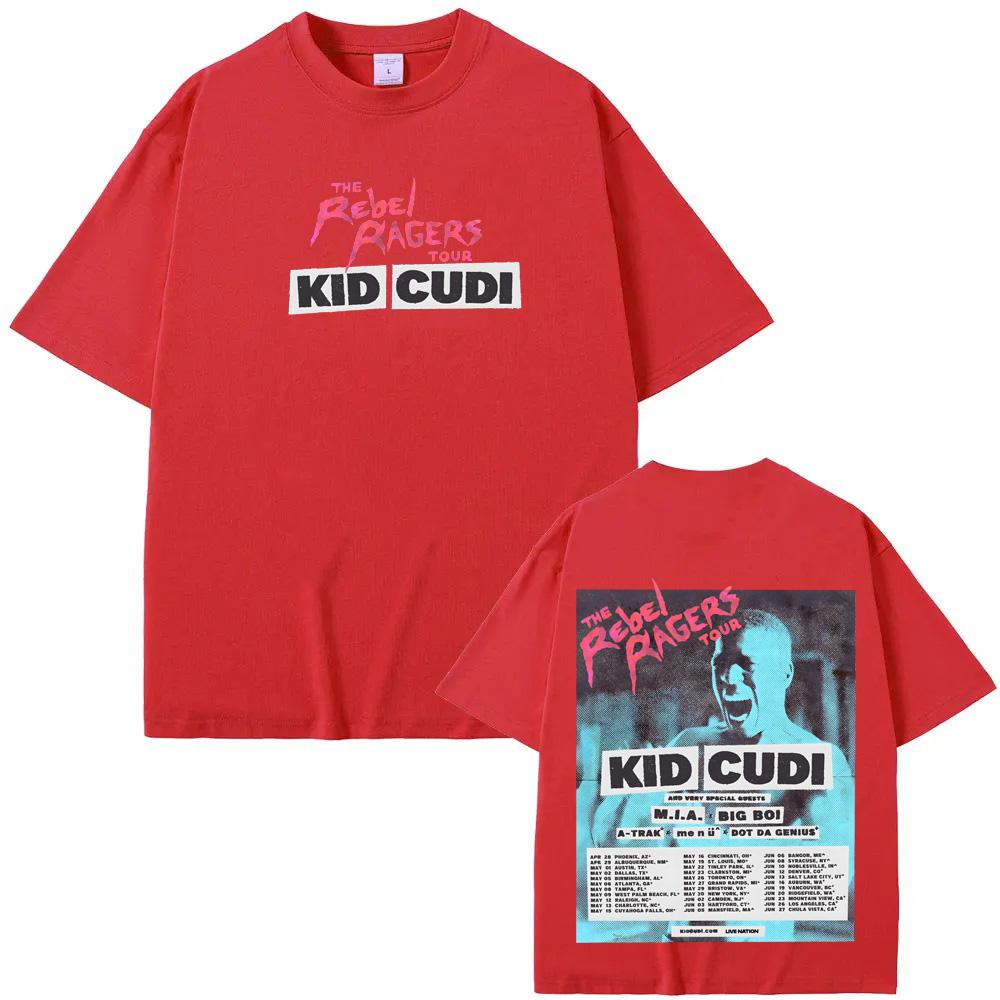THE REBEL RAGERS TOUR 2026 T-Shirt American Rapper Kid Cudi High Quality Tee-shirt Short Sleeve Women/men 100% Cotton Tshirt