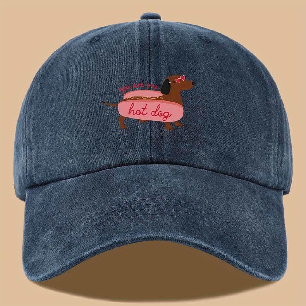 1pc Cute Dachshund Print Baseball Cap Adjustable Size Unisex Lightweight and Comfortable Stylish Cartoon Design