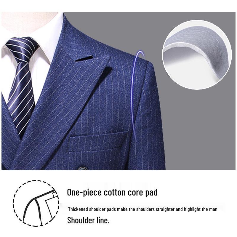 Korean Style Slim Fit Striped Men's Suit Set - Casual Blazer Jacket for Weddings and Professional Wear