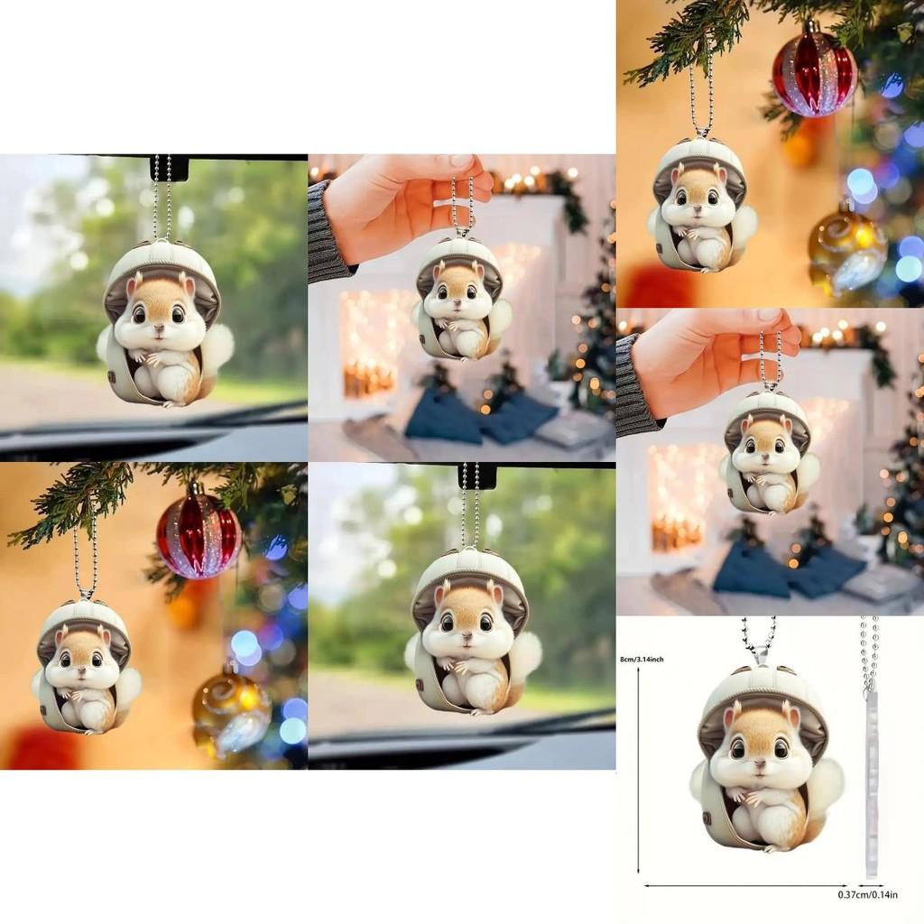 Squirrel Acrylic Car Pendant Couples Keychain Decoration For Car Interior Decor
