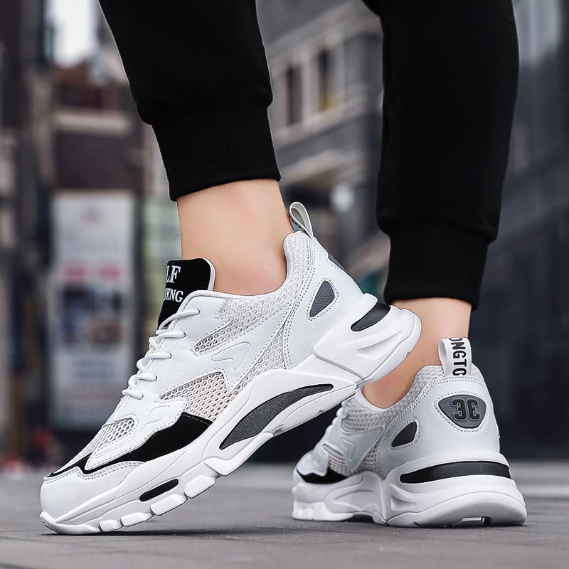 Mesh Men's Sneakers White Summer Platform Sneakers Stylish Lace-up Male Sneaker Breathable Man Tenis Footwear Men's Sports Shoes