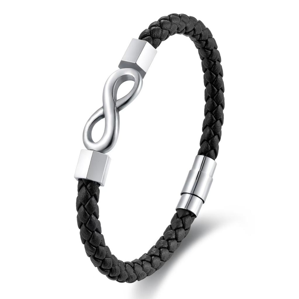 Infinite 8-Character Men'S Personalized Woven Leather Bracelet, Simple Hand Rope, Infinite Symbol Lucky Bracelet.