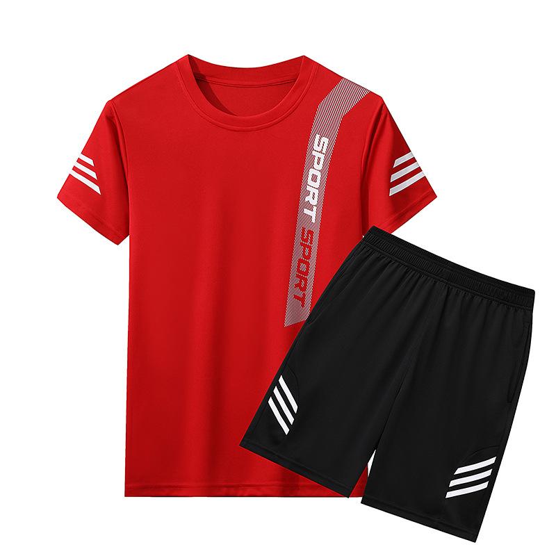 Sportanzug Herren Sommer Fitness Kurzarm Herren T-Shirt Schnelltrocknende Kleidung Laufen Locker Lässige Sportbekleidung Übergröße