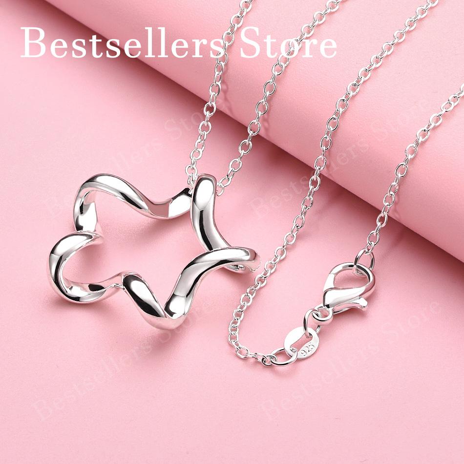925 Sterling Silver 16-30 Inch Exquisite Twisted Star Pendant Necklace for Women's Wedding Fashion Jewelry Accessories Gifts