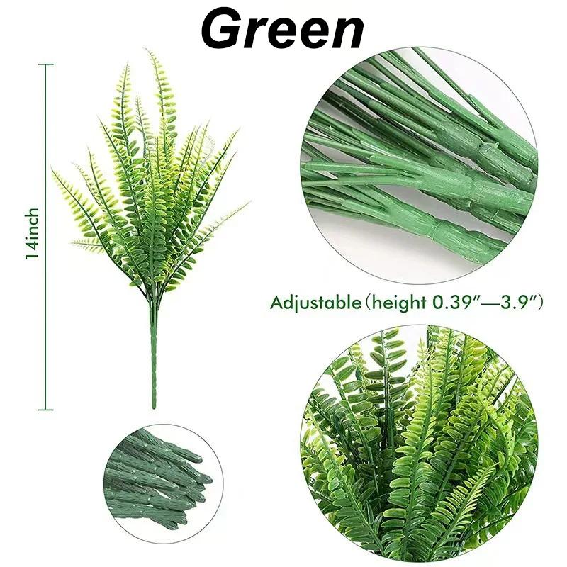 

100 шт искусственных растений, поддельные длинные персидские листья, зеленые, защита от ультрафиолета, искусственные растения, пучок травы 1PCS зелёный