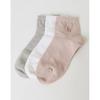 Puppy Embroidery 3-Color Women's Short Ankle Socks 3-Piece Set HISS3F200WT