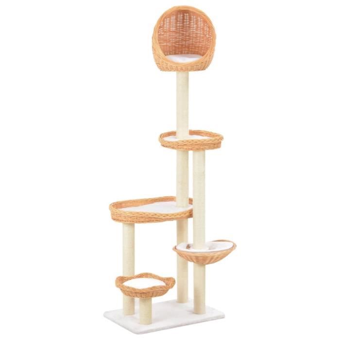 VidaXL Arbre à chat avec griffoir en sisal Naturel Bois de saule