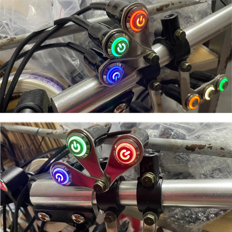 LED Motorcycle Switch ON+OFF Handlebar Mount Aluminum Alloy Waterproof 12V Fog Light Lamps Motorbike Horn Push Button Switch