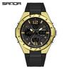 Sanda Skull Design Dual Display Waterproof Luminous Men's Student Multifunctional Watch