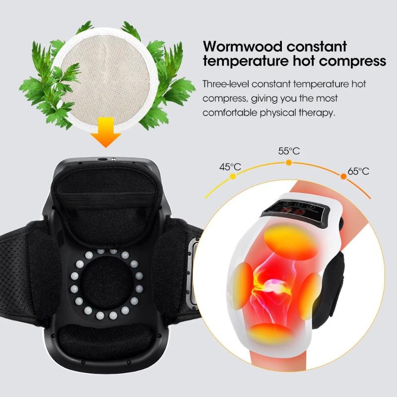 2026 Neues Geschenk Tragbarer Rotlicht Knie-Massager Beheizte Massagegeräte für die Verwendung mit LED-Bildschirm Weiche Luft Tragbares Kabelloses Reise-Massagegerät