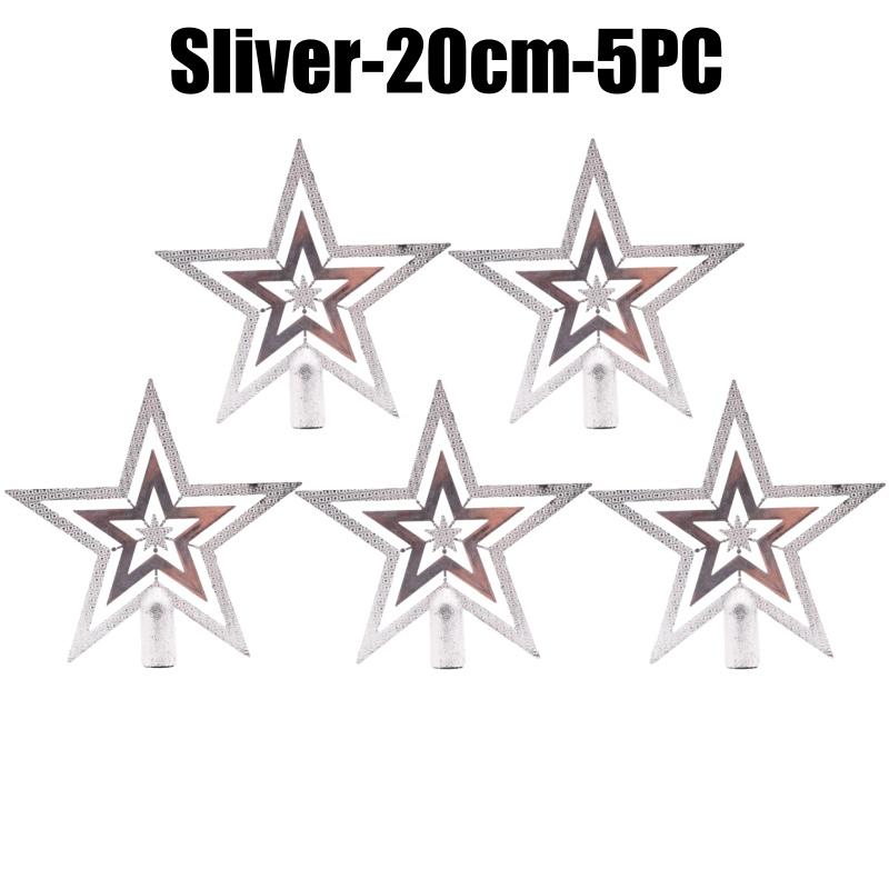 Christmas Tree Topper Star Shiny Glitter Ornament for Xmas Tree Decorations Hanging Pendant Home Holiday Party Supplies