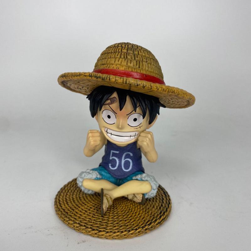 ONE PIECE periphery, sitting straw hat childhood Luffy figure, animation Nautical King car desktop chassis small ornament