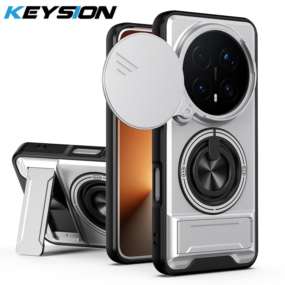 KEYSION Magnetic Phone Case for HONOR Magic 8 Pro 5G Slide Camera Protection Upright Kickstand 360 Ring Shockproof Back Cover