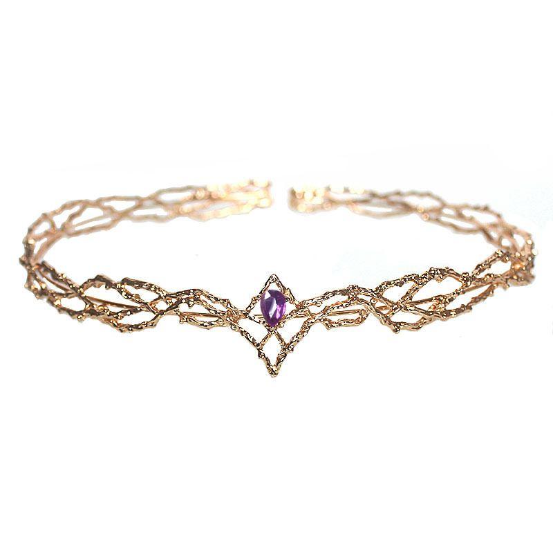 Fashion Hobbit Elf King Serrandir Golden Shape Large round Diamond Inlaid Crown Men King Crown Golden Purple Diamond
