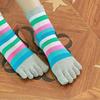 1 Pair Women Colorful Striped Toe Socks Breathable Arch Support Mid-calf Socks Non-slip Moisture Wicking Compression Socks