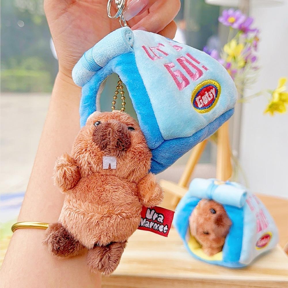 Plush Tent Pendant Portable Backpack Keychain Creative Groundhog Keychain  Keychain Collection