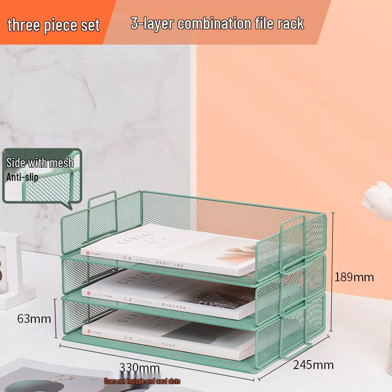 Multilayer A4 Metal Desktop File Organizer and Storage Rack Set for Office Supplies