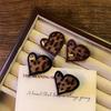 European and American Retro Leopard Print Irregular Love Stud Earrings Women's Simple Earrings Autumn and Winter Ears