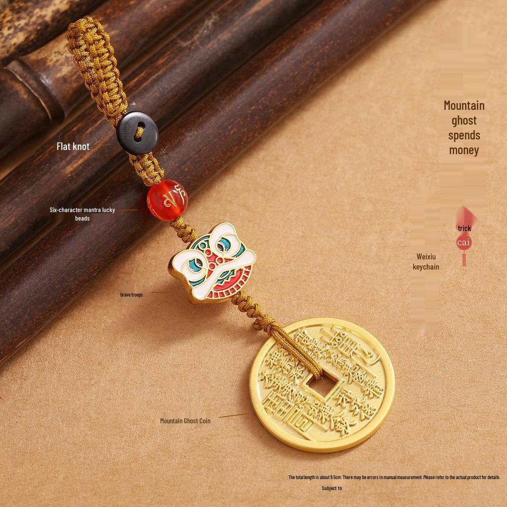 Handmade Red String Blessings Keychain Pendant for Men & Women - Retro Woven Rope Circle Ornament