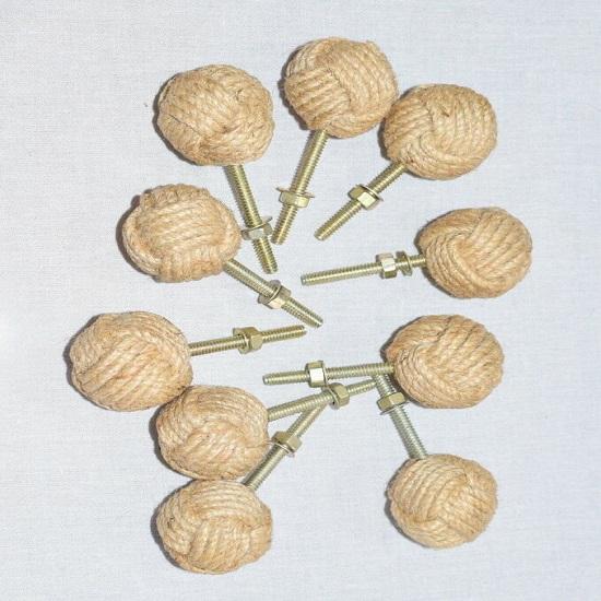 10 Pieces Nautical Jute Rope Door Knobs Beach Seaside