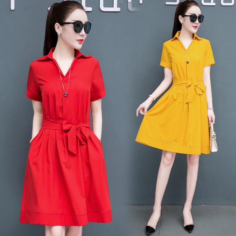 2024 Women's Summer Slimming Dress - Stylish, Belly-Concealing with Skirt Collar