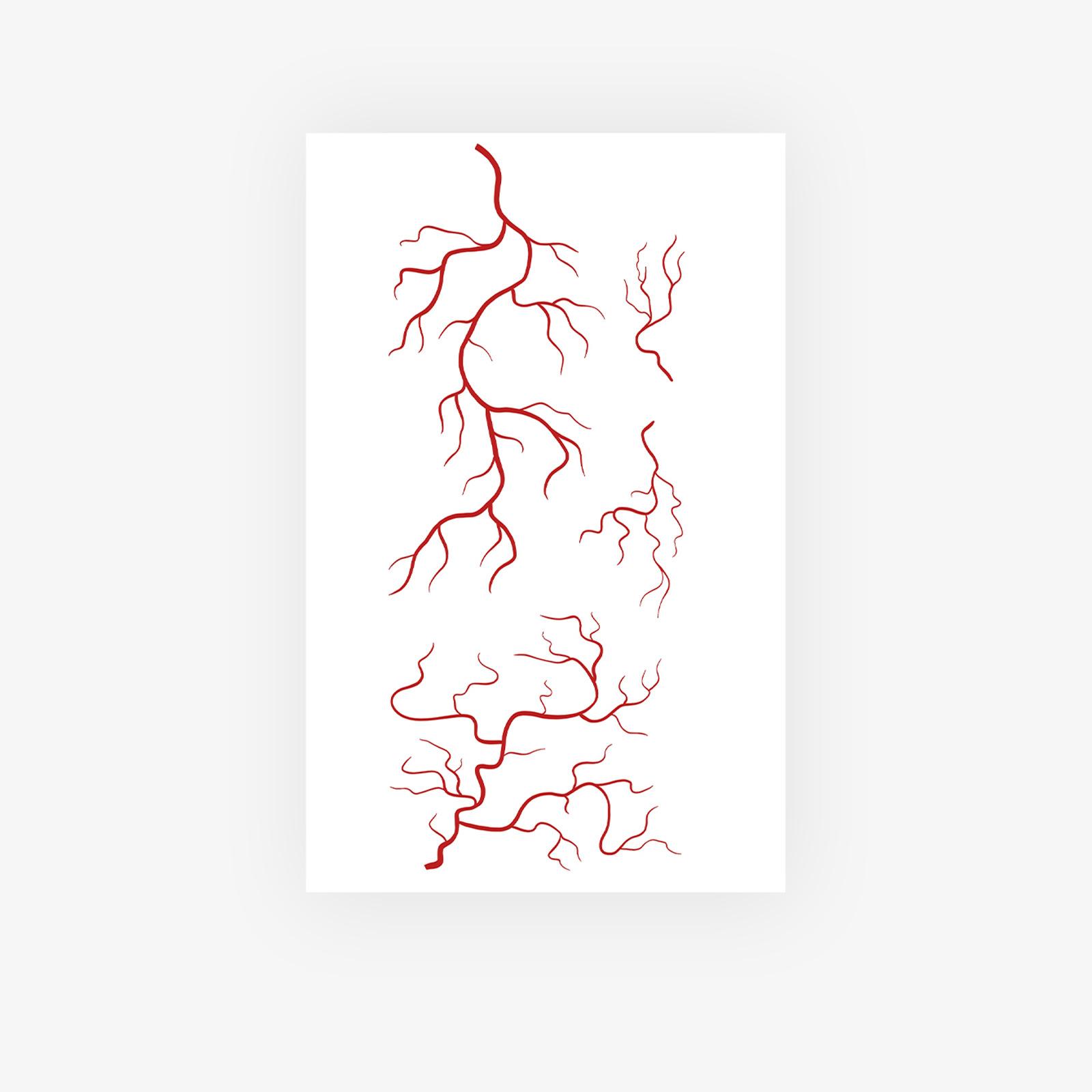 Red Blood Vessel And Choroid Tattoo Sticker, Waterproof And Long-Lasting, Dark And Sick Wind, Neck Simulation Tattoo Sticker. 12*19CM