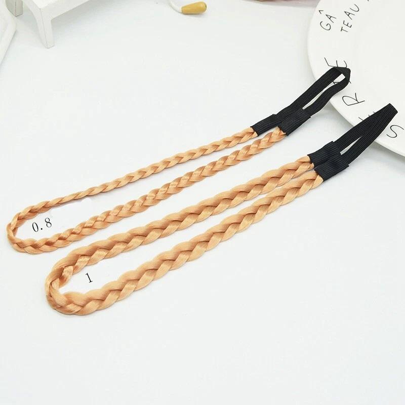 1Pc Headwear Elastic Hair Accessories Personality Plaited Headband Fashion Simulation Synthetic Hair Double Braided Hair Band
