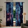 2Pcs City Backdrop Curtain Futureistic Night Cityscape Street Background Suitable For Living Room Bedroom And Many Other