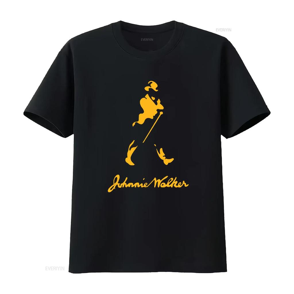 Johnnie Walker Scotch Whiskey Black Classic T Shirt for Print All Sizes streetwear Stretched