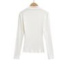 Women's Slim Fit Long Sleeve Cashmere T-Shirt with Half-High Collar for Spring and Autumn