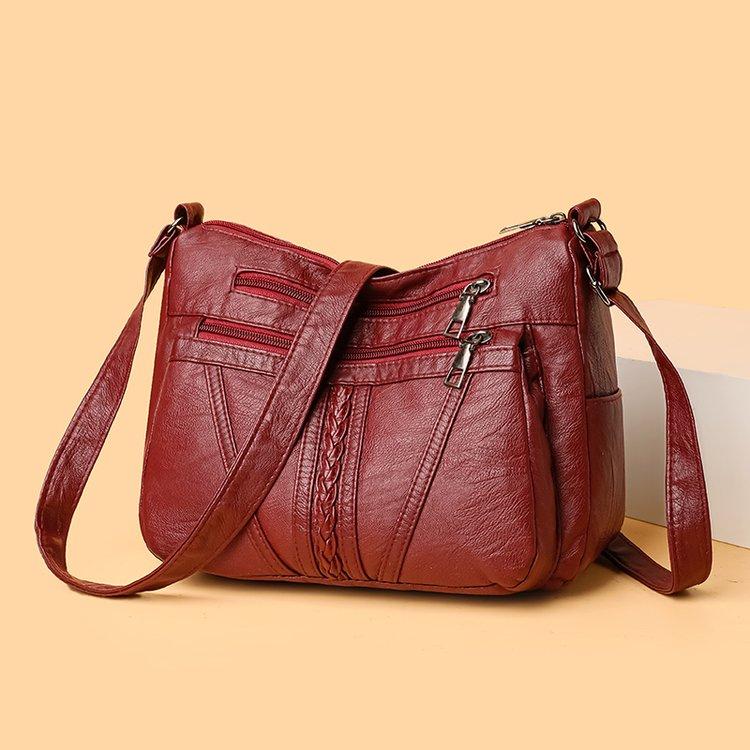 2025 New Fashion Women's Bag Large-capacity Soft Leather Messenger Bag Waterproof and Lightweight Multi-pocket Simple Versatile Shoulder Bag