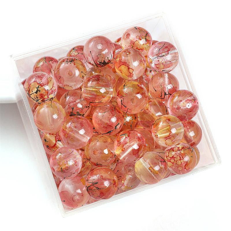 30/50pcs Crystal Glass Beads Ice Permeating Ink Halo Dyeing Sprinkles Golden Loose Spacer Beads for Jewelry Making