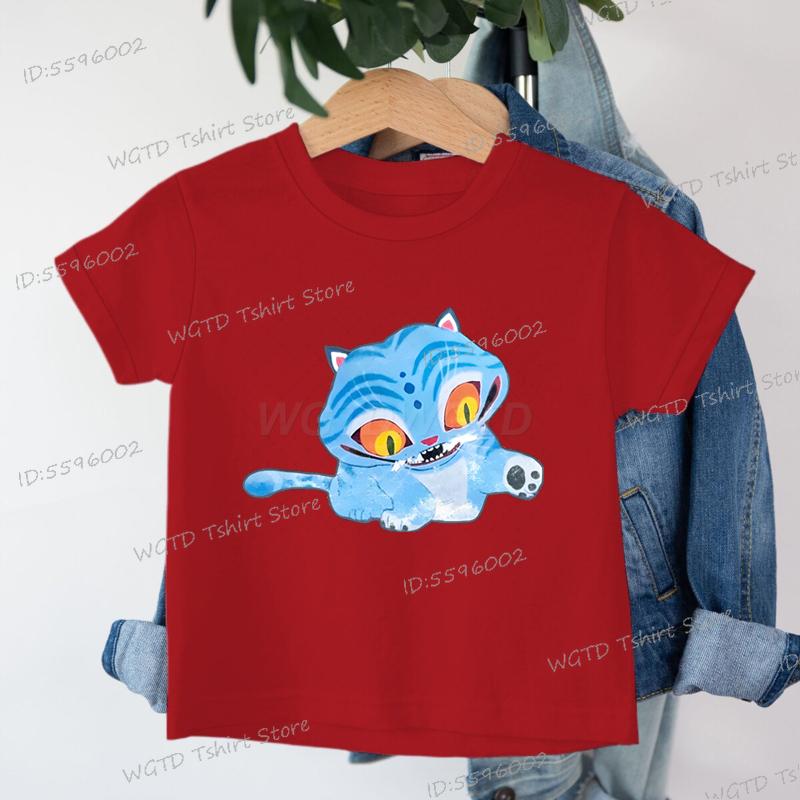 KPop Demon Hunters Tiger T-shirts New Cartoon Print Kids Tee Soft Cotton Baby Girls Boys T Shirt Cute Tiger Print Child Clothing