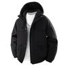 Men's And Women's Casual Solid-color Warm Graphene Hooded Cotton-padded Jacket, Men's Outdoor Large Pocket Workwear Thickened Down Jacket