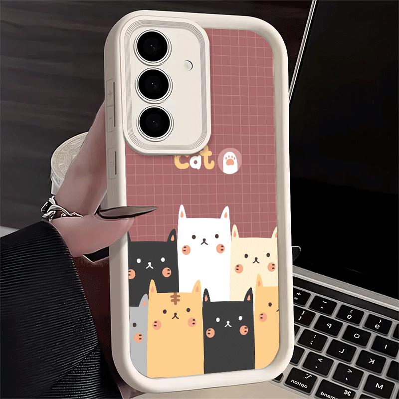Cartoon Cute Cats Theme Soft Phone Case for Samsung Galaxy S26 Ultra S25 Edge S24 S23 S22 Plus S21 S20 FE 5G Shell Silicone Fund