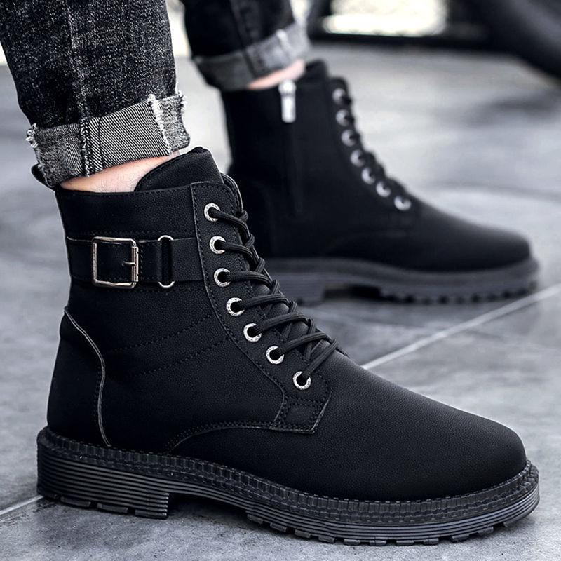 Leather Men Winter Boots Handmade Retro Men S Boot Warm Chunky Boots Velet Shoes High Top Martin Boot Winter Boots For Men 41