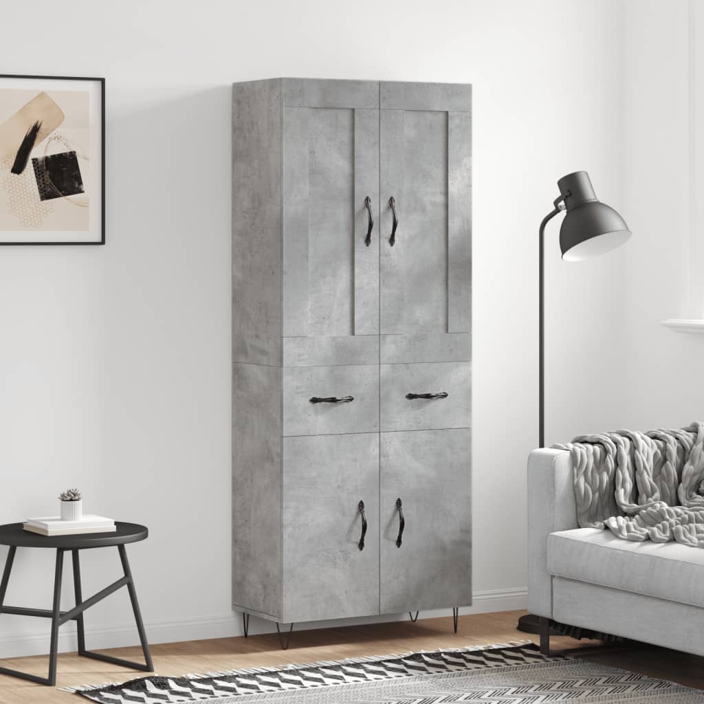 Highboard Concrete Grey 69.5 x 34 x 180 cm Particleboard