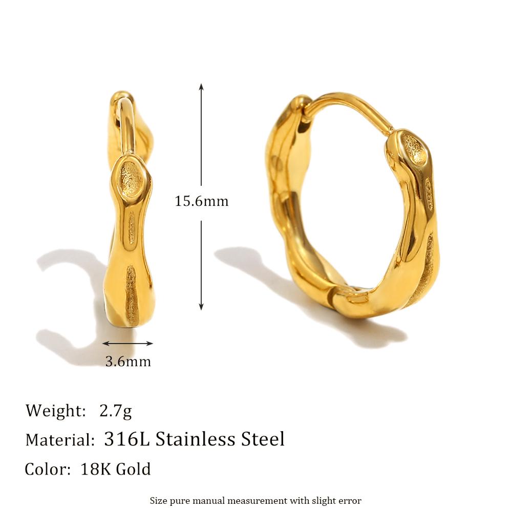 

MamacitaSlay Classic 18K Gold Plated Stainless Steel Irregular Hoop Earrings Women s Simple Waterproof Jewelry Casual Gift золотий